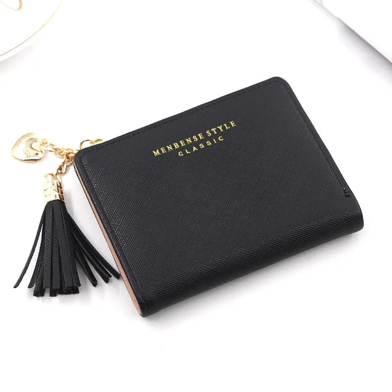 Darianrojas Tassel Women Wallet Small Cute Wallet Women Short Leather Women Wallets Zipper Purses Portefeuille Female Purse Clutch