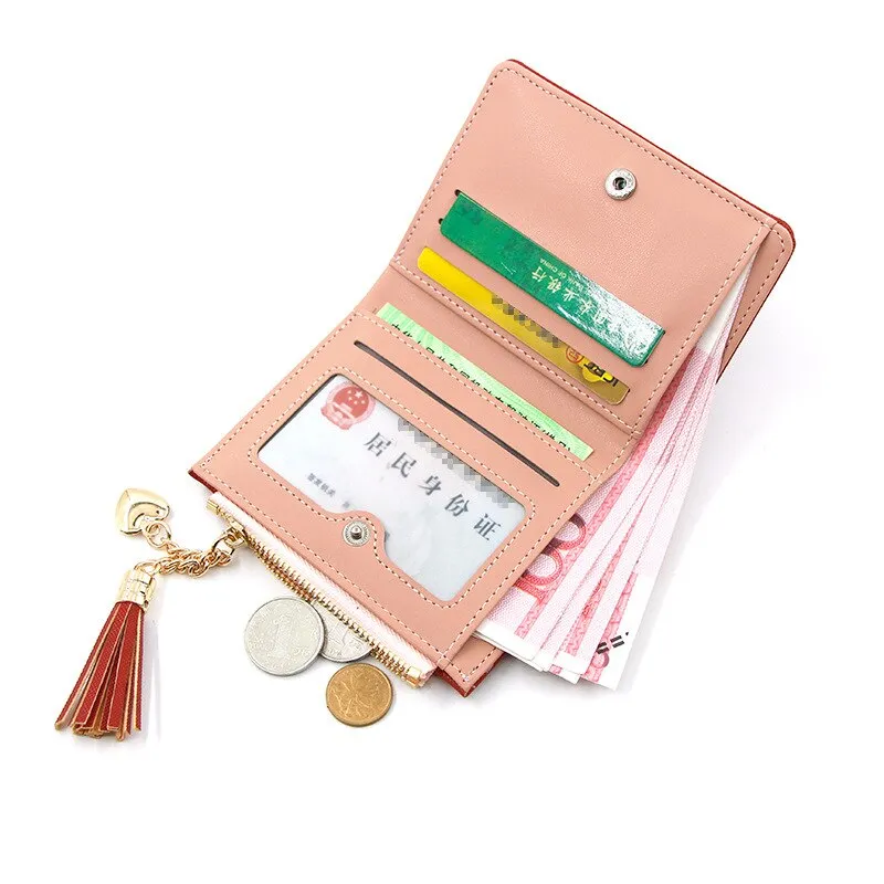 Darianrojas Tassel Women Wallet Small Cute Wallet Women Short Leather Women Wallets Zipper Purses Portefeuille Female Purse Clutch