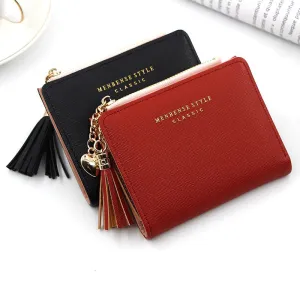 Darianrojas Tassel Women Wallet Small Cute Wallet Women Short Leather Women Wallets Zipper Purses Portefeuille Female Purse Clutch