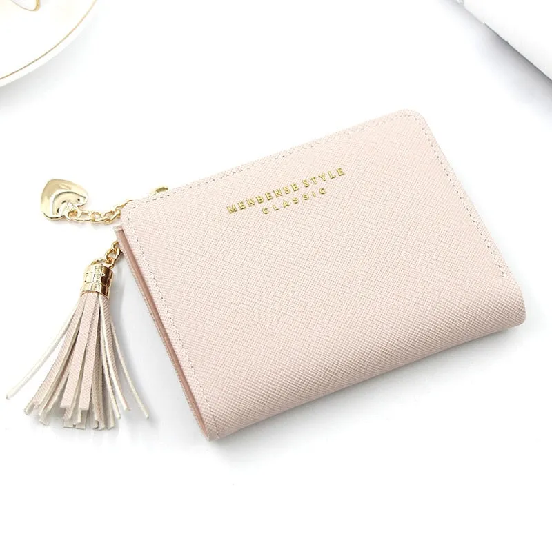 Darianrojas Tassel Women Wallet Small Cute Wallet Women Short Leather Women Wallets Zipper Purses Portefeuille Female Purse Clutch