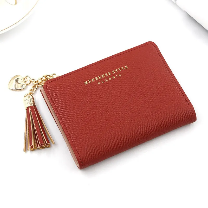 Darianrojas Tassel Women Wallet Small Cute Wallet Women Short Leather Women Wallets Zipper Purses Portefeuille Female Purse Clutch