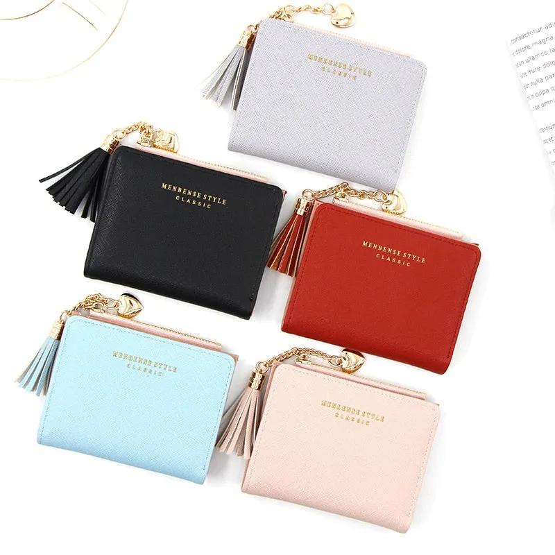 Darianrojas Tassel Women Wallet Small Cute Wallet Women Short Leather Women Wallets Zipper Purses Portefeuille Female Purse Clutch