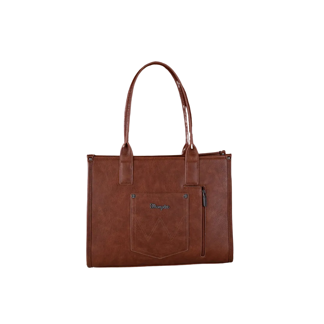 Montana West Women's Wrangler Croc Print Concealed Carry Wide Cognac Tote