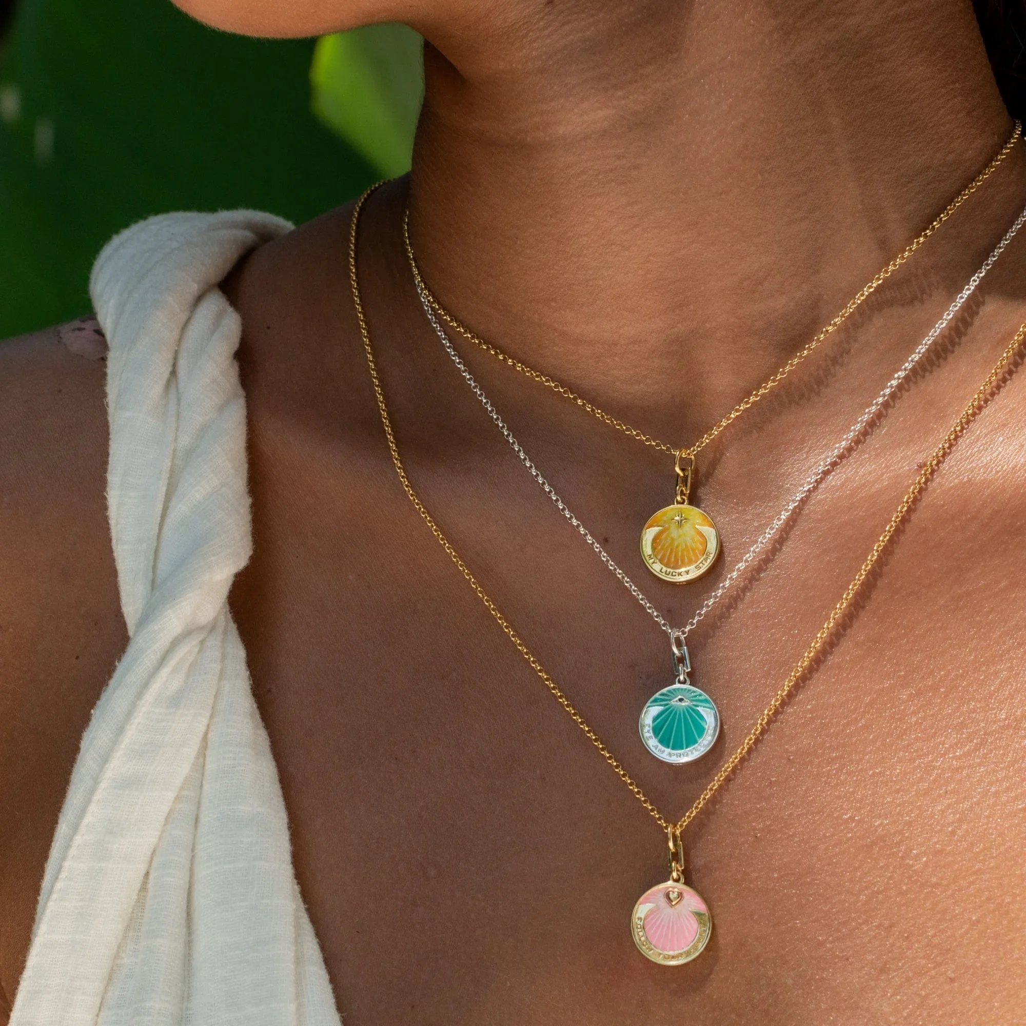 Silver Eye Am Protected Turquoise Coin Necklace