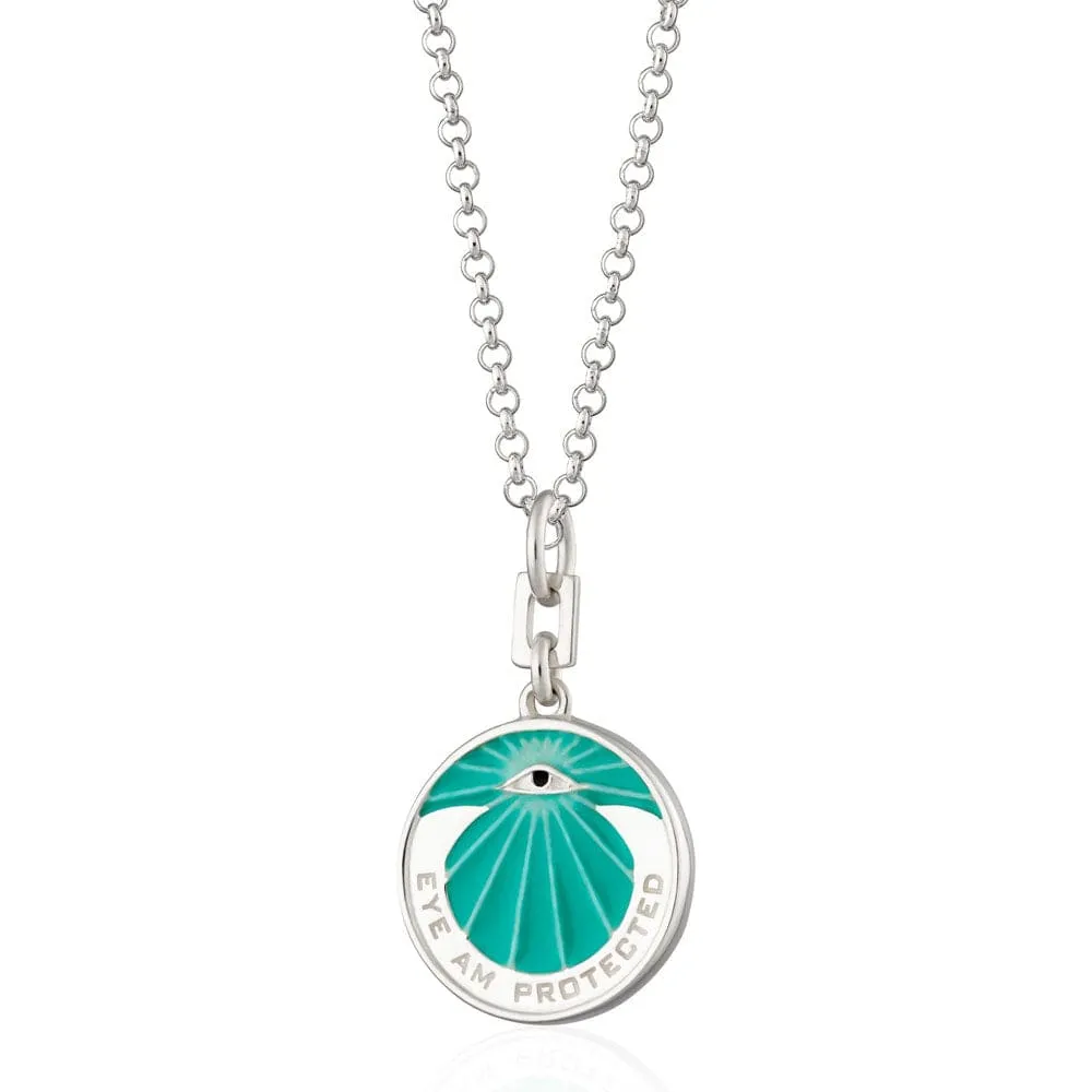 Silver Eye Am Protected Turquoise Coin Necklace